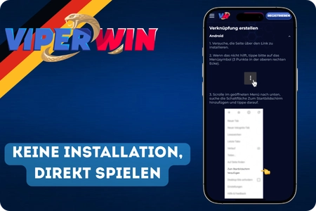 ViperWin Casino App PWA auf dem Smartphone