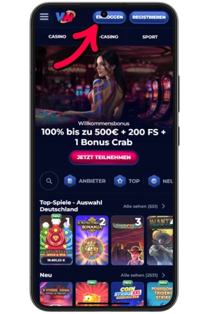 ViperWin Casino Login-Button oben rechts